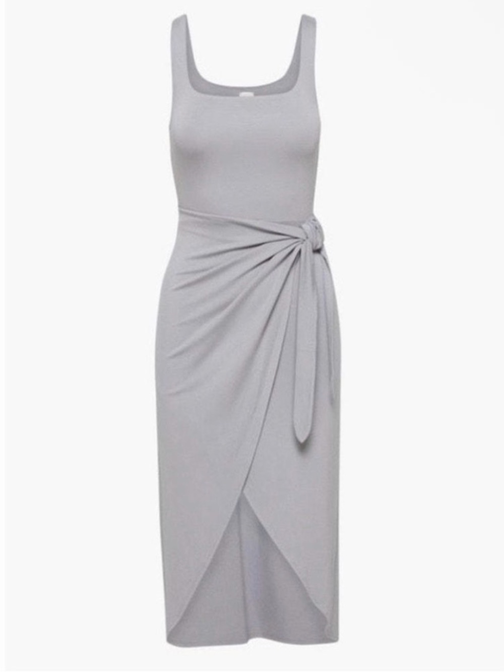 Aritzia Soft Gray Midi Wrap Dress